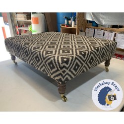 Arden Plain Top Footstool 102 x 76cm (40 x 30") Geometric Brick Ebony - 7ins Castor Leg Oak 4800