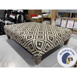 Arden Plain Top Footstool 102 x 76cm (40 x 30") Geometric Bricks Ebony - 5ins Tapered Oak Leg 5931