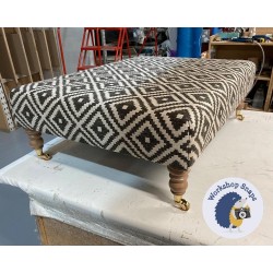 Arden Plain Top Footstool 102 x 76cm (40 x 30") Geometric Bricks Ebony - 7ins Castor Oak Leg 7530