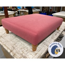 Arden Plain Top Footstool 102 x 76cm (40 x 30") House Cotton Strawberry - Single Piped Trim - 5ins Turned Natural Leg 8835