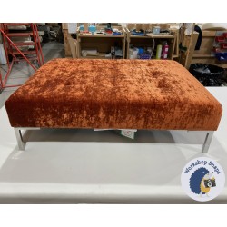 Cannock Shallow Buttoned Footstool 102 x 76cm (40 x 30") Crushed Velvet Orange - 6ins Metal Leg 6143