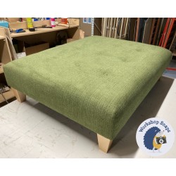 Cannock Shallow Buttoned Footstool 102 x 76cm (40 x 30") Soft Weave Forest Green - 5ins Tapered Natural Leg 7871