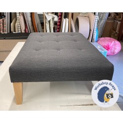 Cannock Shallow Buttoned Footstool 102 x 76cm (40 x 30") Textured Weave Slate - 22.9cm Tapered Leg Natural 9494