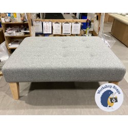 Cannock Shallow Buttoned Footstool 102 x 76cm (40 x 30") Wool Plain Mid Grey - Single Piped - 9" Tapered Natural Leg 5578