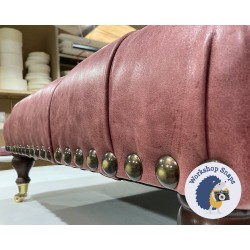 Kinver Deep Buttoned Footstool 102 x 76cm (40 x 30") Antique Matt Leather Oxblood - Full Studs - 6ins Castor Mahogany Leg 6453 Kinver Deep Buttoned Footstool 102 x 76cm (40 x 30") Antique Matt Leather Oxblood - Full Studs - 6ins Castor Mahogany Leg 6453
