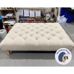 Kinver Deep Buttoned Footstool 102 x 76cm (40 x 30") Basket Weave Off White - Single Piped - 5ins Tapered Natural Leg 5471 Kinver Deep Buttoned Footstool 102 x 76cm (40 x 30") Basket Weave Off White - Single Piped - 5ins Tapered Natural Leg 5471