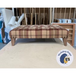 Kinver Deep Buttoned Footstool 102 x 76cm (40 x 30") COM Porter & Stone Balmoral Mulberry Plaid - Corner Studs - 6ins Convex Washed Oak Leg 7201 2 Kinver Deep Buttoned Footstool 102 x 76cm (40 x 30") COM Porter & Stone Balmoral Mulberry Plaid - Corner Studs - 6ins Convex Washed Oak Leg 7201 2