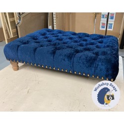 Kinver Deep Buttoned Footstool 102 x 76cm (40 x 30") Crushed Velvet Delft Blue - Full Stud Trim - 5ins Turned Oak Leg 7594 Kinver Deep Buttoned Footstool 102 x 76cm (40 x 30") Crushed Velvet Delft Blue - Full Stud Trim - 5ins Turned Oak Leg 7594