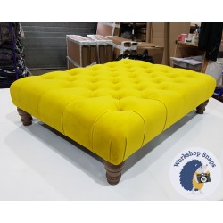 Kinver Deep Buttoned Footstool 102 x 76cm (40 x 30") Flat Velvet Buttercup - 5ins Turned Oak Leg 4541 Kinver Deep Buttoned Footstool 102 x 76cm (40 x 30") Flat Velvet Buttercup - 5ins Turned Oak Leg 4541