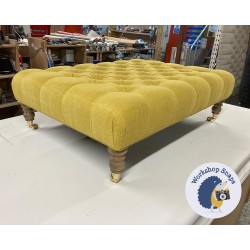 Kinver Deep Buttoned Footstool 102 x 76cm (40 x 30") Soft Weave Mustard - Single Piped - 7ins Castor Oak Leg 6837 2 Kinver Deep Buttoned Footstool 102 x 76cm (40 x 30") Soft Weave Mustard - Single Piped - 7ins Castor Oak Leg 6837 2