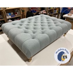 Kinver Deep Buttoned Footstool 102 x 76cm (40 x 30") Textured Weave Duck Egg - 6ins Castor Oak Leg 6238 Kinver Deep Buttoned Footstool 102 x 76cm (40 x 30") Textured Weave Duck Egg - 6ins Castor Oak Leg 6238