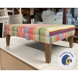 Wentwood Plain Top Footstool with Border 102 x 76cm (40 x 30") Customers Own Material - Andrew Martin Indus Multi - Single Piped Trim - 9ins Tapered Oak Leg 9175