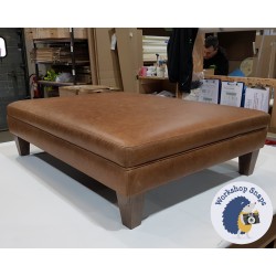 Wentwood Plain Top Footstool with Border 102 x 76cm (40 x 30") Antique Matt Leather Honey - 5ins Tapered Oak Leg 4555