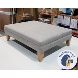 Wentwood Plain Top Footstool with Border 102 x 76cm (40 x 30") Basket Weave Sky - 6ins Convex Tapered Oiled Oak Leg 4592