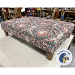 Wentwood Plain Top Footstool with Border 102 x 76cm (40 x 30") COM Lewis & Wood Berry Brother Raspberry - 5ins Turned Oak Leg 7948