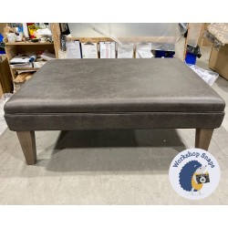 Wentwood Plain Top Footstool with Border 102 x 76cm (40 x 30") COM Monza Charcoal - Single Piped - 9" Tapered Oak Leg 5514