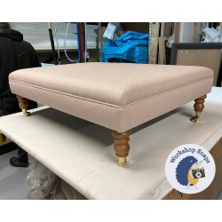 Wentwood Plain Top Footstool with Border 102 x 76cm (40 x 30") COM Villa Nova Kotor Blossom - 7ins Natural Castor Leg 8350