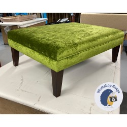 Wentwood Plain Top Footstool with Border 102 x 76cm (40 x 30") Crushed Velvet Pistachio - 9ins Tapered Mahogany Leg 8305