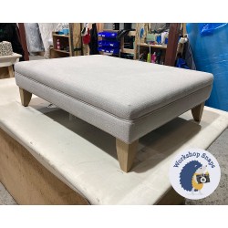 Wentwood Plain Top Footstool with Border 102 x 76cm (40 x 30") Soft Weave Silver - Single Piped Trim - 6ins Convex Tapered Oiled Oak Leg 6823