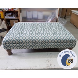 Fernworthy Shallow Buttoned Footstool with Border 102 x 76cm (40 x 30") COM - 5" Turned Leg Oak 39483