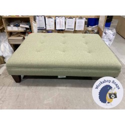 Fernworthy Shallow Buttoned Footstool with Border 102 x 76cm (40 x 30") COM Laura Ashley Highland Hedgerow - 5ins Tapered Mahogany Leg 5924