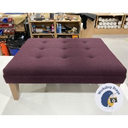 Fernworthy Shallow Buttoned Footstool with Border 102 x 76cm (40 x 30") COM Linwood Powrie - 9ins Tapered Oak Leg 6114