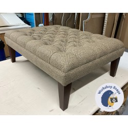 Glenmore Deep Buttoned Footstool with Border 102 x 76cm (40 x 30") COM Linwood Westray Smoke - 9ins Tapered Oak Leg 8469 Glenmore Deep Buttoned Footstool with Border 102 x 76cm (40 x 30") COM Linwood Westray Smoke - 9ins Tapered Oak Leg 8469