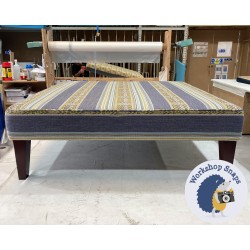 Arden Plain Top Footstool 122 x 122cm (48 x 48") Clarke & Clarke Navajo Totem Indigo - 9" Tapered Mahogany Leg 5083