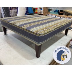 Arden Plain Top Footstool 122 x 122cm (48 x 48") Clarke & Clarke Navajo Totem Indigo - 9" Tapered Mahogany Leg 5083