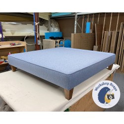 Arden Plain Top Footstool 122 x 122cm (48 x 48") COM Camira Main Line Flax Waterloo - Top Edge Piped - 12.7cm Oak Tapered Leg 9316