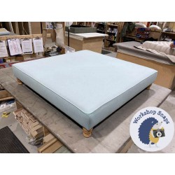 Arden Plain Top Footstool 122 x 122cm (48 x 48") Faux Wool Duck Egg - 4ins Turned Natural Leg 5820