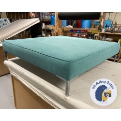 Arden Plain Top Footstool 122 x 122cm (48 x 48") Soft Weave Lagoon - Top Edge Piped - 6ins Metal Leg 8061