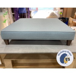 Arden Plain Top Footstool 122 x 122cm (48 x 48") Textured Weave Duck Egg - Top Edge Piped - 5" Tapered Oak Leg 5317