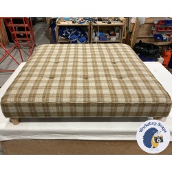 Cannock Shallow Buttoned Footstool 122 x 122cm (48 x 48") Heritage Wool Gold - 4ins Turned Natural Leg 6221 Cannock Shallow Buttoned Footstool 122 x 122cm (48 x 48") Heritage Wool Gold - 4ins Turned Natural Leg 6221