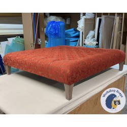 Kinver Deep Buttoned Footstool 122 x 122cm (48 x 48") COM Casamence Mitsou 3916 - Single Piped Trim - 6ins Concave Washed Oak Leg 6794