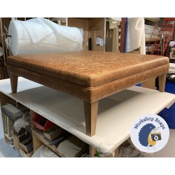 Wentwood Plain Top Footstool with Border 122 x 122cm (48 x 48") Antique Matt Leather Honey - 9ins Tapered Oak Leg 8272