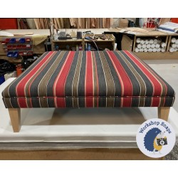 Wentwood Plain Top Footstool with Border 122 x 122cm (48 x 48") COM Andrew Martin Santos Red - 9ins Tapered Natural Leg 6113