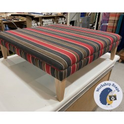 Wentwood Plain Top Footstool with Border 122 x 122cm (48 x 48") COM Andrew Martin Santos Red - 9ins Tapered Natural Leg 6113
