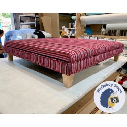 Wentwood Plain Top Footstool with Border 122 x 122cm (48 x 48") COM Fabrics and Papers Corniche Fabric - 5ins Tapered Leg Natural 4921