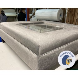 Wentwood Plain Top Footstool with Border 122 x 122cm (48 x 48") Easycare Velvet Steel - Pad Height Increase of 10cm - Customer Own Tray at 76x76cm - 5ins Tapered Mahogany Leg 9176 2