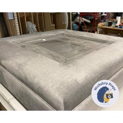 Wentwood Plain Top Footstool with Border 122 x 122cm (48 x 48") Easycare Velvet Steel - Pad Height Increase of 10cm - Customer Own Tray at 76x76cm - 5ins Tapered Mahogany Leg 9176 2