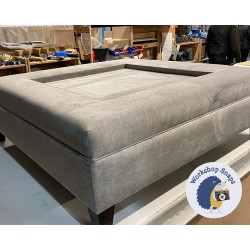 Wentwood Plain Top Footstool with Border 122 x 122cm (48 x 48") Easycare Velvet Steel - Pad Height Increase of 10cm - Customer Own Tray at 76x76cm - 5ins Tapered Mahogany Leg 9176 2