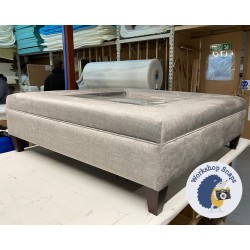 Wentwood Plain Top Footstool with Border 122 x 122cm (48 x 48") Easycare Velvet Steel - Pad Height Increase of 10cm - Customer Own Tray at 76x76cm - 5ins Tapered Mahogany Leg 9176 2