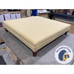 Wentwood Plain Top Footstool with Border 122 x 122cm (48 x 48") House Cotton Mustard - 5ins Turned Mahogany Leg 5782