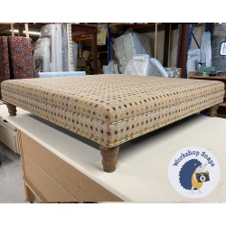 Wentwood Plain Top Footstool with Border 122 x 122cm (48 x 48") Wool Spot Natural - Double Piped Trim - 5ins Turned Oak Leg 8967