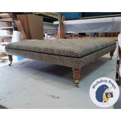 Glenmore Deep Buttoned Footstool with Border 122 x 122cm (48 x 48") Customer Own Material - Contrast Border piping in COM - 7" Castor Leg Oak 28135 Glenmore Deep Buttoned Footstool with Border 122 x 122cm (48 x 48") Customer Own Material - Contrast Border piping in COM - 7" Castor Leg Oak 28135