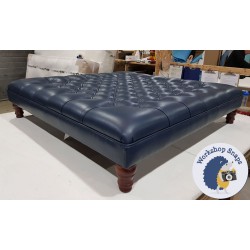 Glenmore Deep Buttoned Footstool with Border 122 x 122cm (48 x 48") Customers Own Material - 5ins Turned Mahogany Legs 4243 Glenmore Deep Buttoned Footstool with Border 122 x 122cm (48 x 48") Customers Own Material - 5ins Turned Mahogany Legs 4243