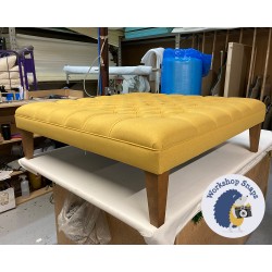 Glenmore Deep Buttoned Footstool with Border 122 x 122cm (48 x 48") Faux Wool Mustard - 9ins Tapered Oak Leg 9127 Glenmore Deep Buttoned Footstool with Border 122 x 122cm (48 x 48") Faux Wool Mustard - 9ins Tapered Oak Leg 9127