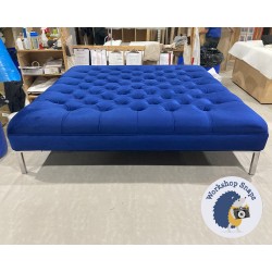 Glenmore Deep Buttoned Footstool with Border 122 x 122cm (48 x 48") Highland Plain Royal - Single Piped Trim - 6" Metal Legs 5392 Glenmore Deep Buttoned Footstool with Border 122 x 122cm (48 x 48") Highland Plain Royal - Single Piped Trim - 6" Metal Legs 5392