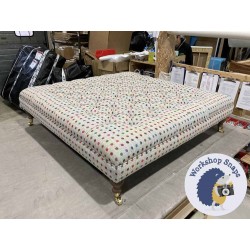 Glenmore Deep Buttoned Footstool with Border 122 x 122cm (48 x 48") Wool Spot Grey - 6ins Castor Oak Leg 5915 Glenmore Deep Buttoned Footstool with Border 122 x 122cm (48 x 48") Wool Spot Grey - 6ins Castor Oak Leg 5915